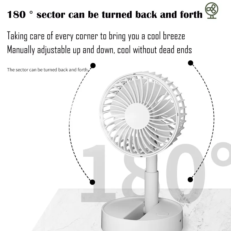 KASYDoFF piccolo ventilatore elettrico Mini ventilatore pieghevole temporizzato aria condizionata a 4 velocità ufficio camera da letto disponibile su e giù 90 ° regolabile