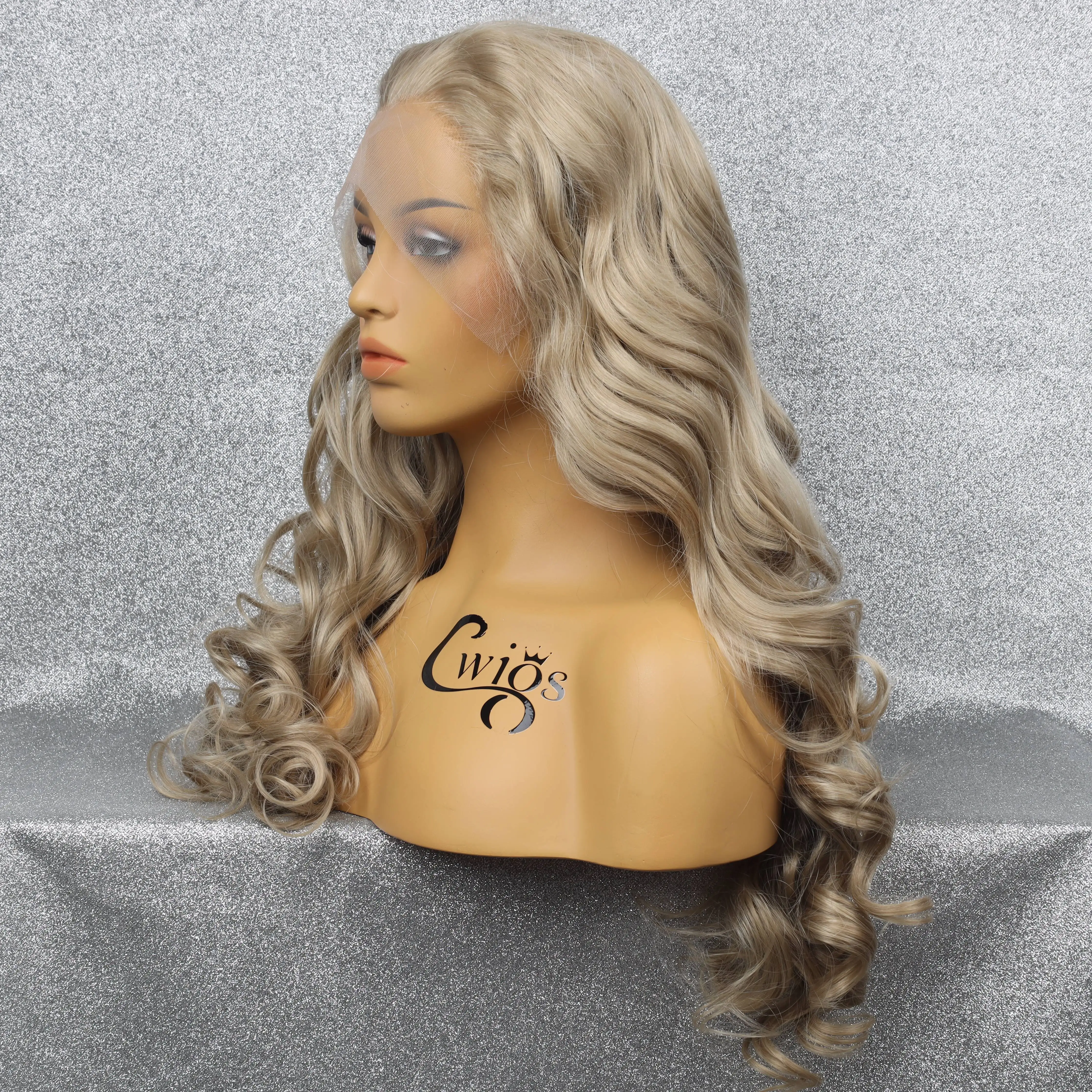 CWIGS HD Front Lace Synthetic Brown Long Wave Wig Lightweight Comfortable Glue-free Breathable Heat-resistant Cosplay Wig