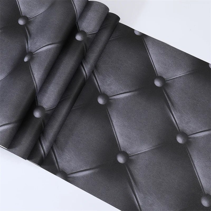 3D Black Luxury Imitate Soft Bag Wallpaper for Living Room Bedroom TV Background Faux Leather Wallpapers Home Decor Mural