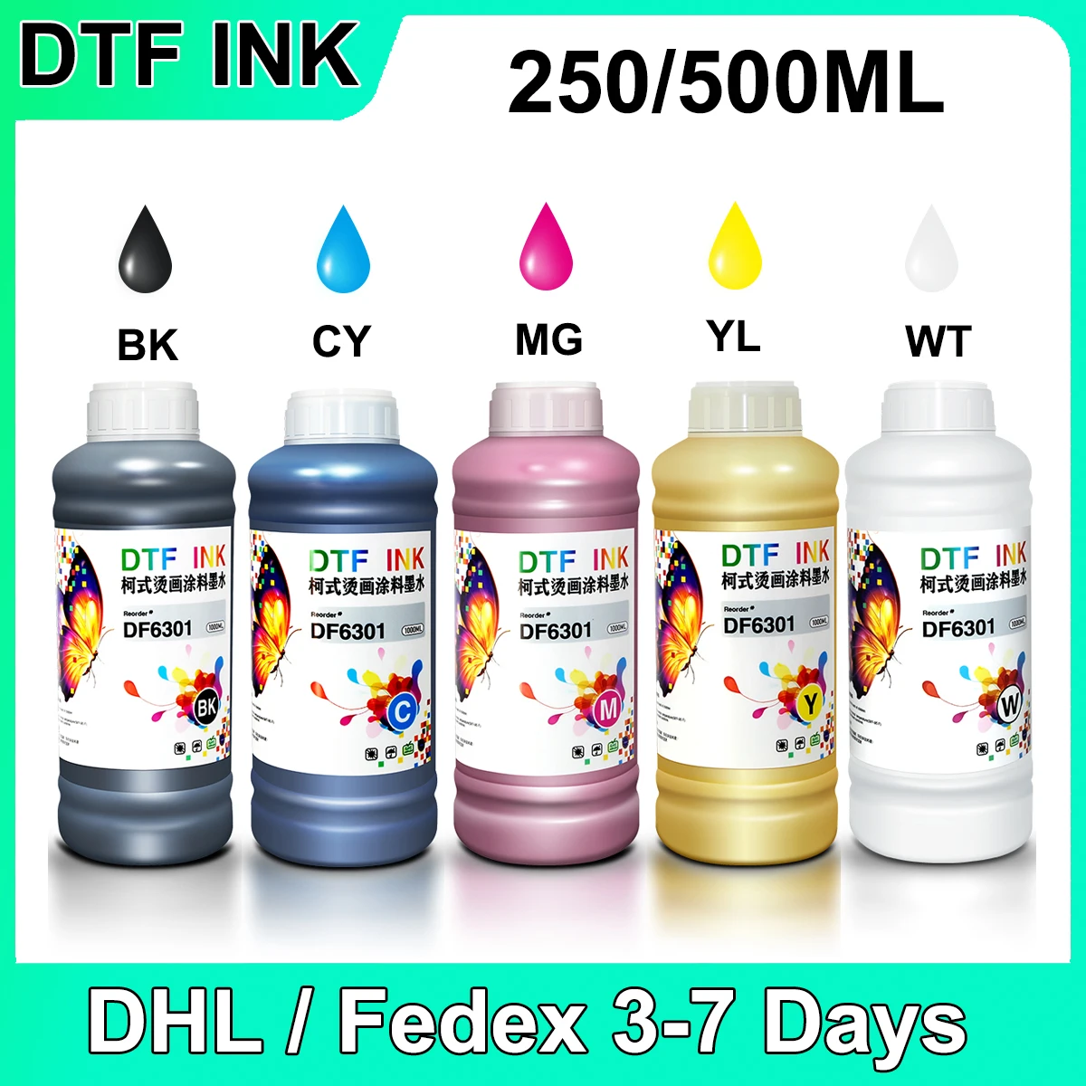 

500ML DTF Ink Direct Transfer Film Heat Transfer For Epson L1800 1390 DTF Printer PET Film 250ML DTF Ink for A3 DTF Printer