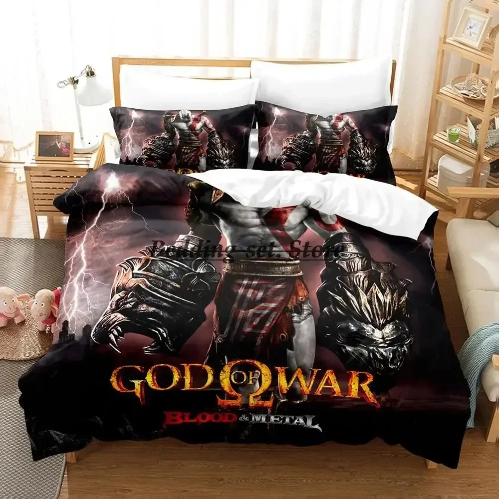 God of War Bedding Set Single Twin Full Queen King Size Bed Set Aldult Kid Bedroom Duvetcover Sets 3D Print Anime Bed Sheet Set