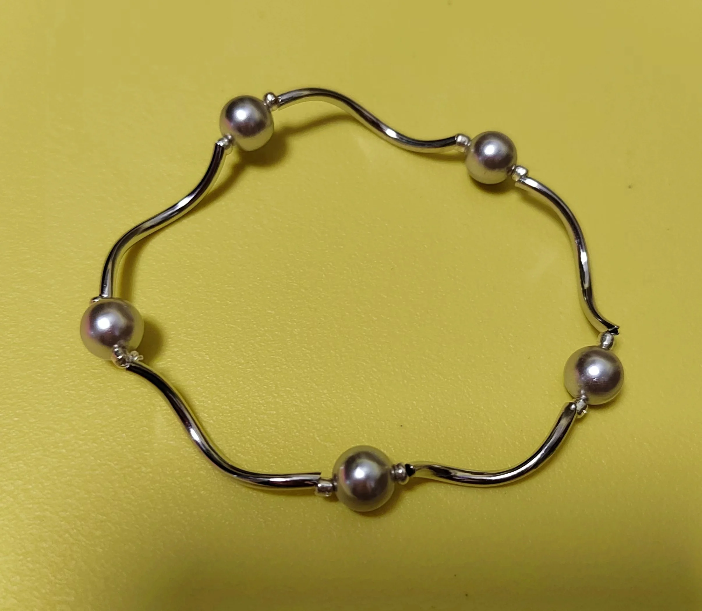 Unique Pearls jewellery Store,Single Silver Tube More Color Shell Pearl Bracelet.Elastic Bangle,Charming Women Gift Jewelry