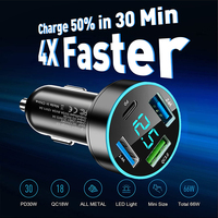 4-port car charger 3 USB plus 1 PD hole for quick charging at the same time car power divider suitable for 12V-24V models