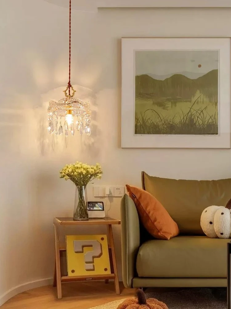 French crystal glass chandelier, foyer, hallway, simple and luxurious bed lamp, fish shaped small chandelier
