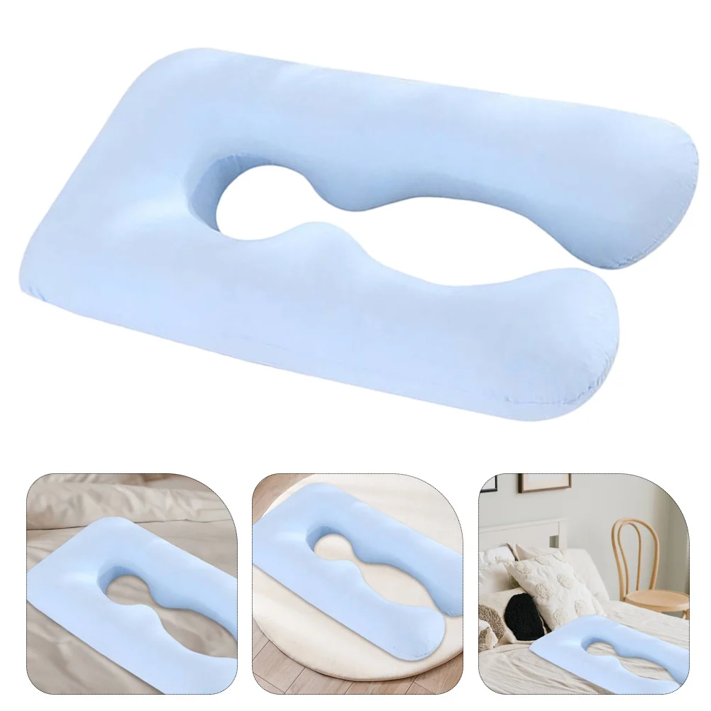 1 قطعة وسادة الحمل وسادة الأمومة غطاء U شكل قابل للغسل الزاوية المستديرة الجسم دعم النوم للنساء الحوامل الأزرق