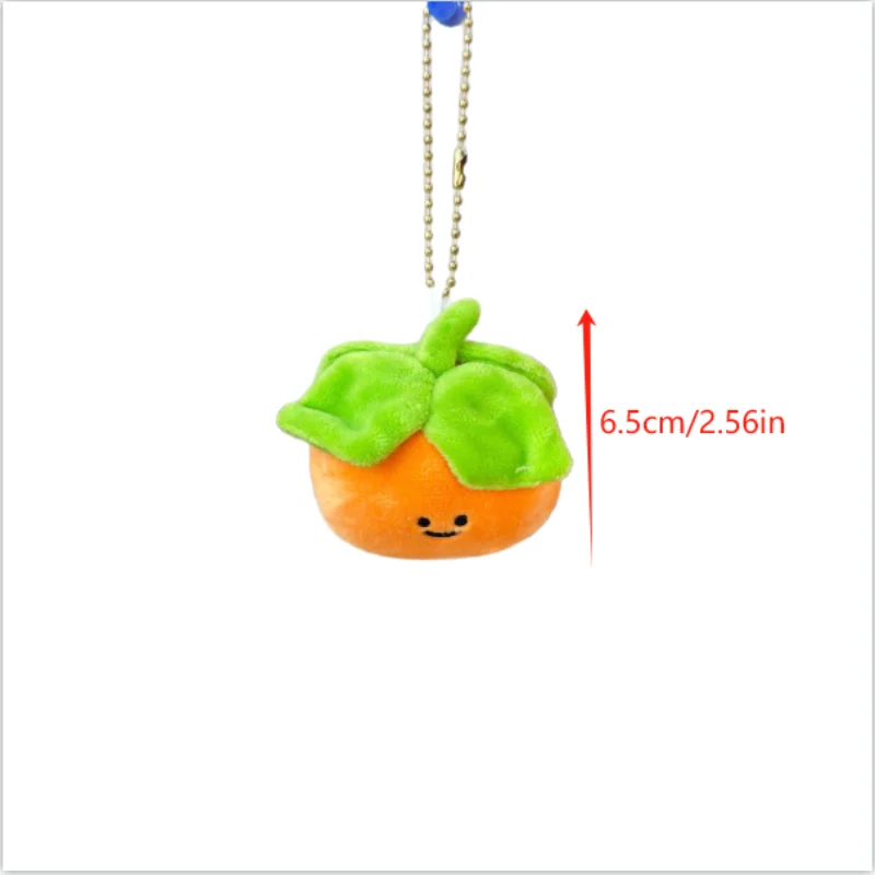 Schattige vierbladige kleine persimmon fruit pluche pop knuffel sleutelhanger hanger rugzak charme tas ornament Ragdoll lief meisje cadeau