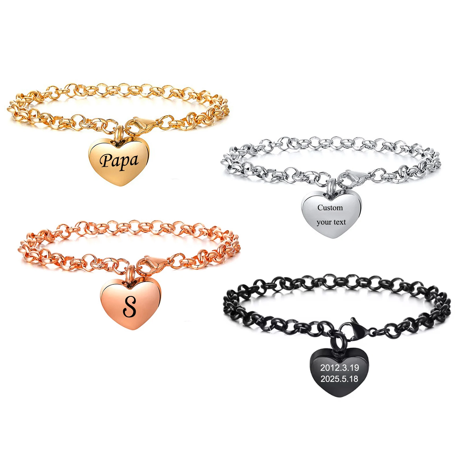 Custom Heart Cremation Bracelets For Ashes Of Loved Ones Memorial Urn Bracelet For Women Stainless Steel Keepsake Jewelry Gift