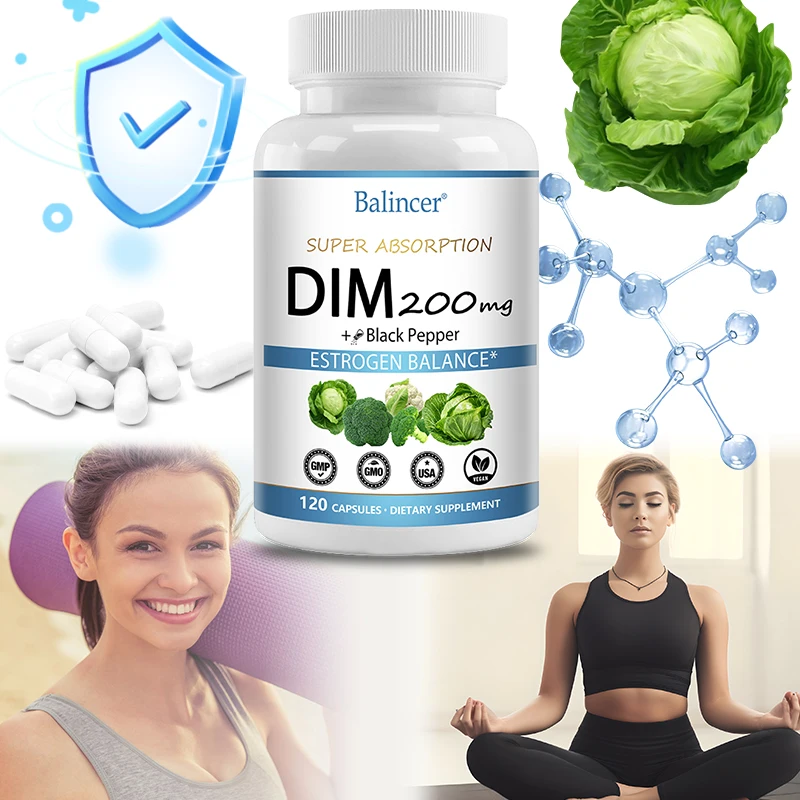 DIM Supplements - Menopause Capsules Relieve Hot Flashes and Night Sweats Improve Sleep and Maintain Physical and Mental Health