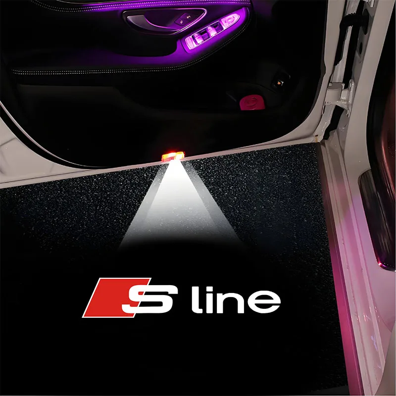 For AUDI A3 Q5 SLINE RS S S3 S4 S5 S6 QUATTRO 2PCS LED Car Door Welcome Lights 3D Laser Projector Lamps Car Decoration Valve Cap