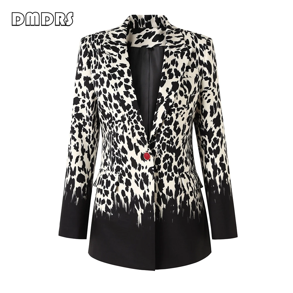 Women's Fashion Leopard Suit Jacket, Single Button Suit Blazer, High Street, Party, Prom, Cocktail, Costume Outfit