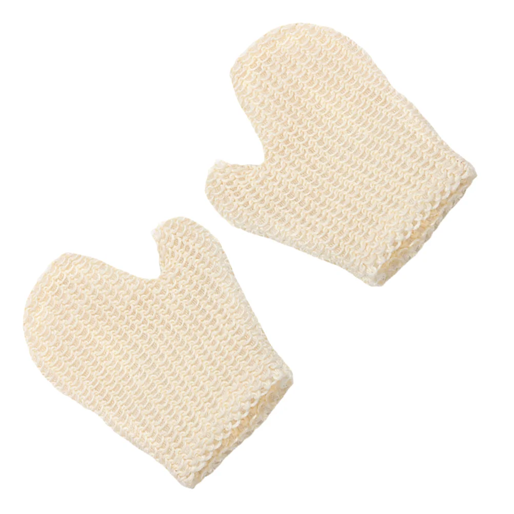 

2 Pcs Exfoliating Shower Gloves Bath Towels Sisal Cleaning Defoliator Mitts Face Scrubber