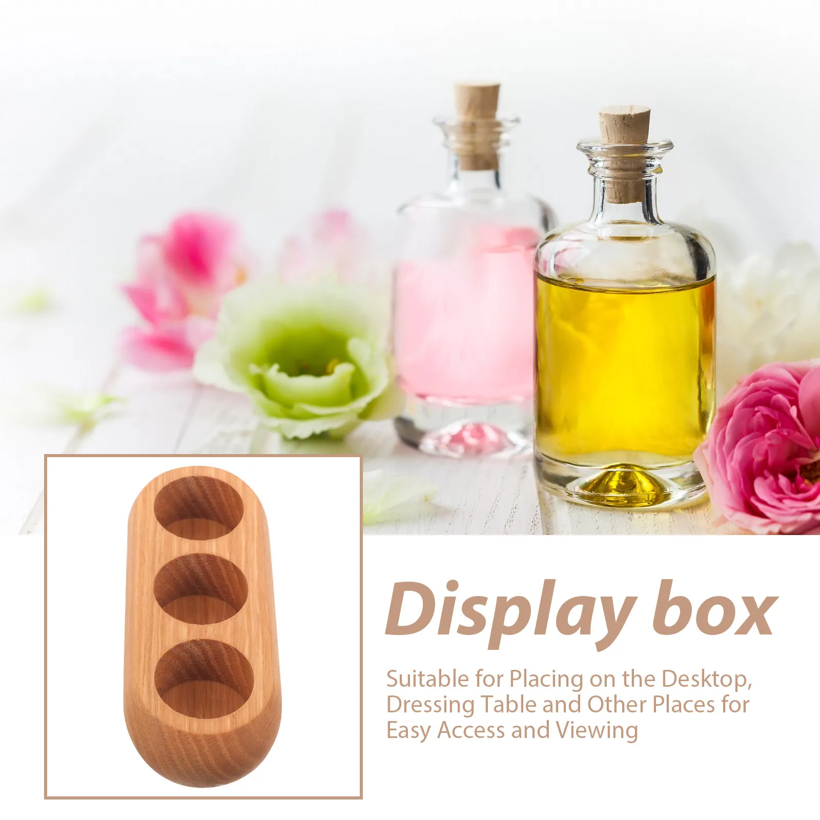 3-Grid Wooden Essential Oil Bottle Stand Holder Rack Organizer Display Shelf Storage Solid Wood Perfume Nail Polish