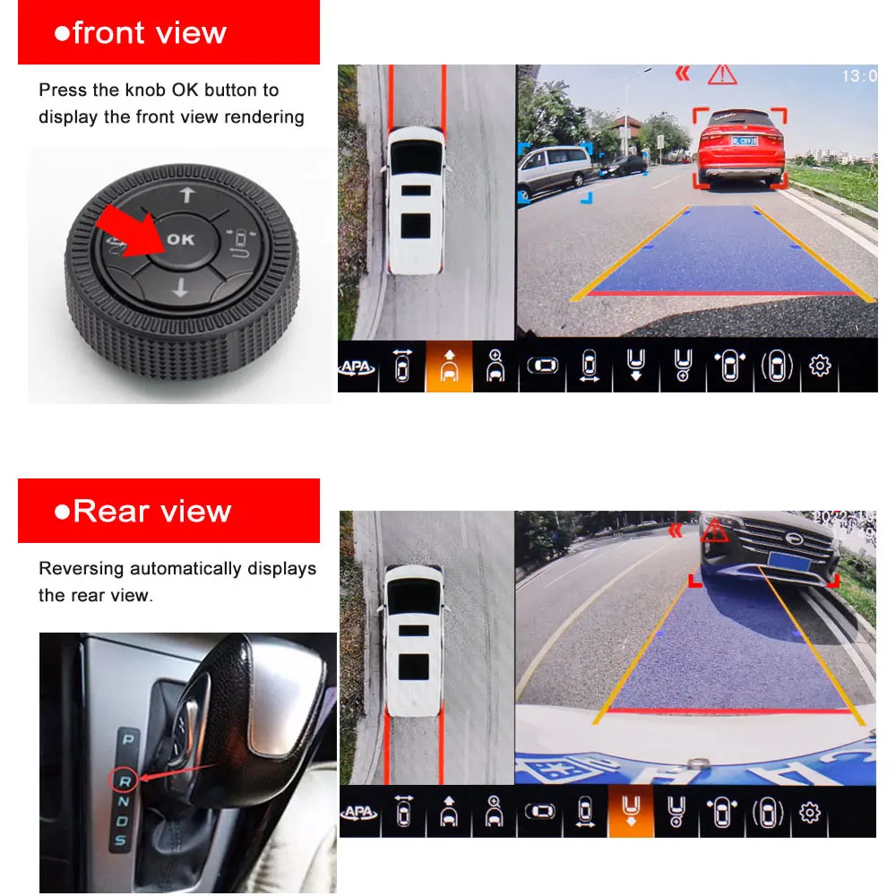 Smartour AI 360 Degree Surround View Camera  AHD 1080P Rear / Front / Left / Right 360 Panoramic View for Car many Models Car