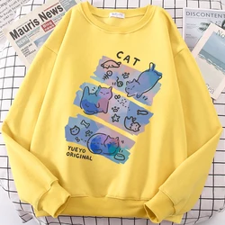 Fun Mischievous Cat Cute Print Cartoons Men Women Hoody Clothes Loose Comfortable Sweatshirt Autumn Fleece Pullovers Hoodie