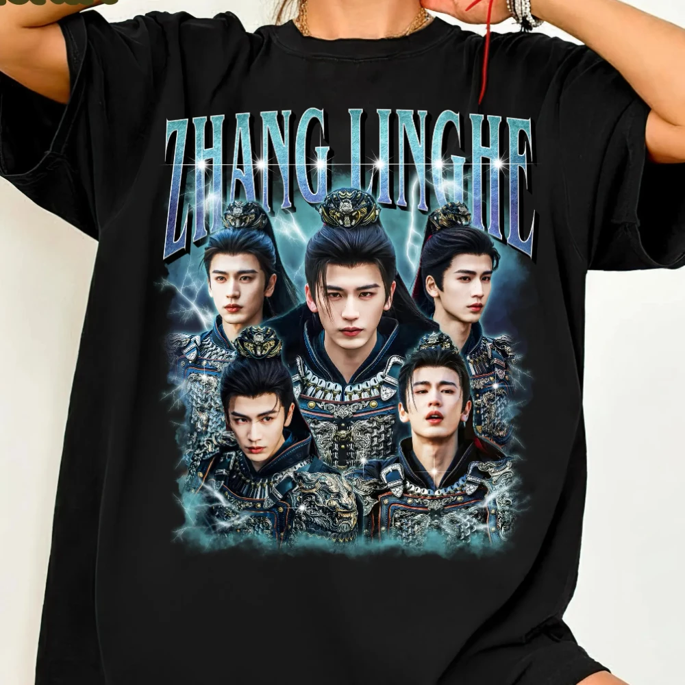 Zhang Linghe T-shirt Chinese TV series fan merchandise idol-style T-shirt Zhang Linghe 90s retro T-shirt fan gift