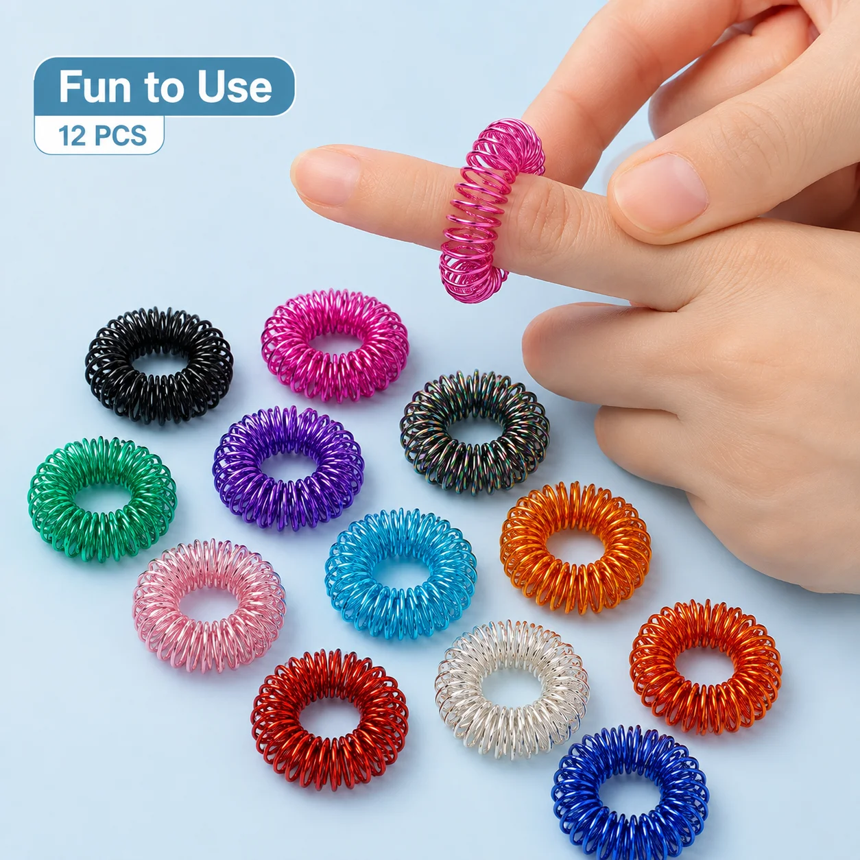 5/12Pcs Finger Roller Massage Ring Random Color Spiky Acupressure Finger Roller for Stress Relief Hand Fidget Roller Toy