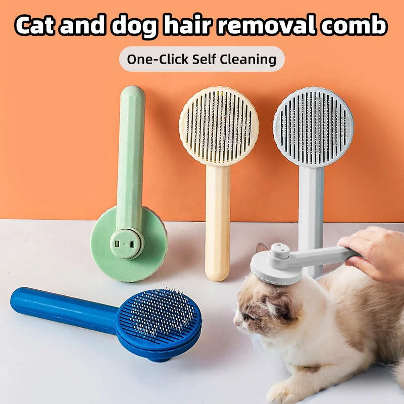 Pet Grooming Slicker Brush For Cat Dog Self Cleaning Shedding Brush With Massage Round Tips Dematting Comb For Short Long Hair