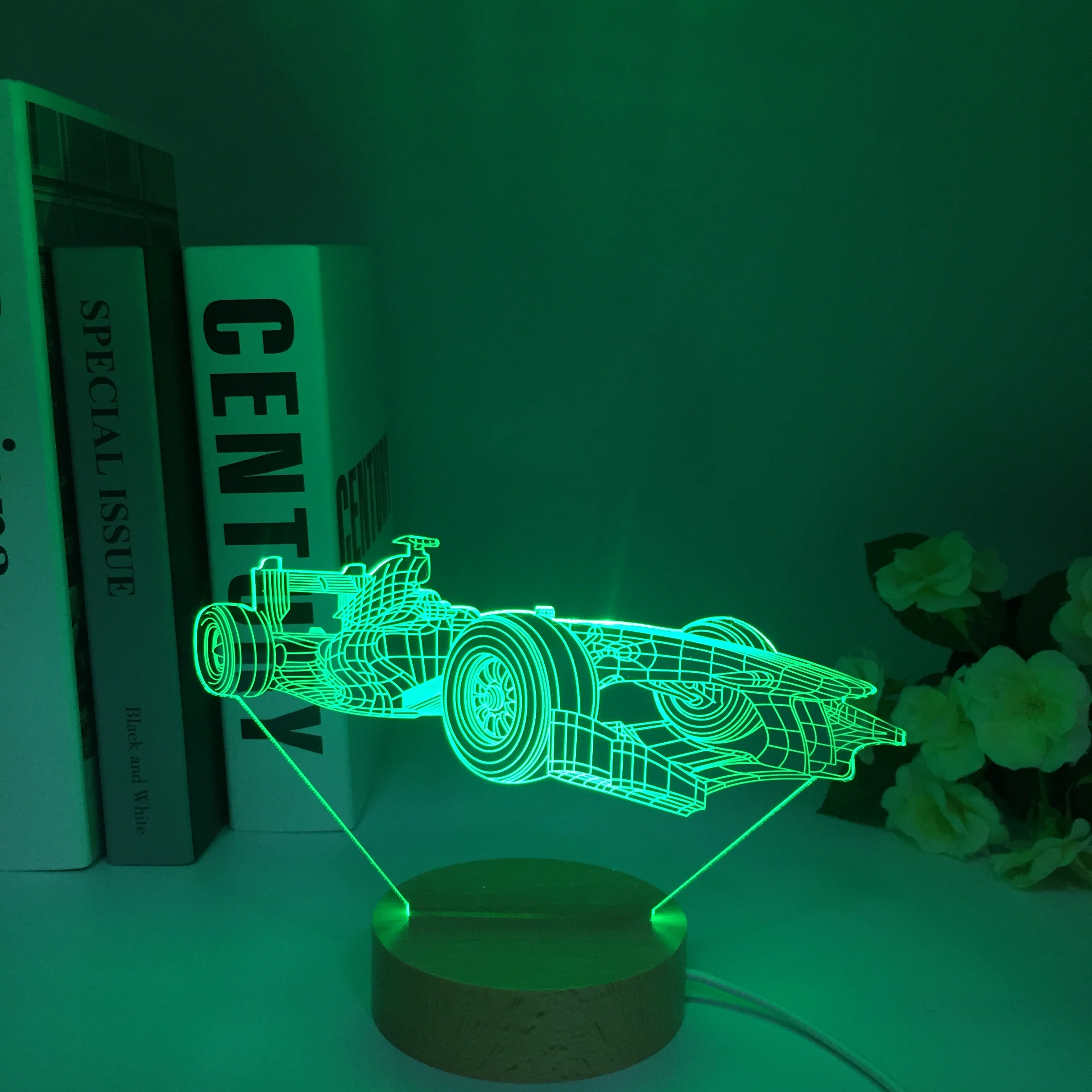 Sports Car F1 3D Illusion Lamp for Child Bedroom Decor Nightlight Color Changing Atmosphere Event Prize Led Night Light Supercar