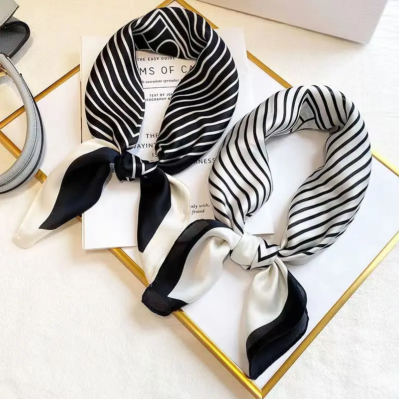 Neue Mode Zebra Gedruckt Quadrat Schal Weiche Satin Dünne Glatte Hals Schal 70*70 cm Vintage Stil Sonnenschutz kopftuch Für Frauen – Detail 4