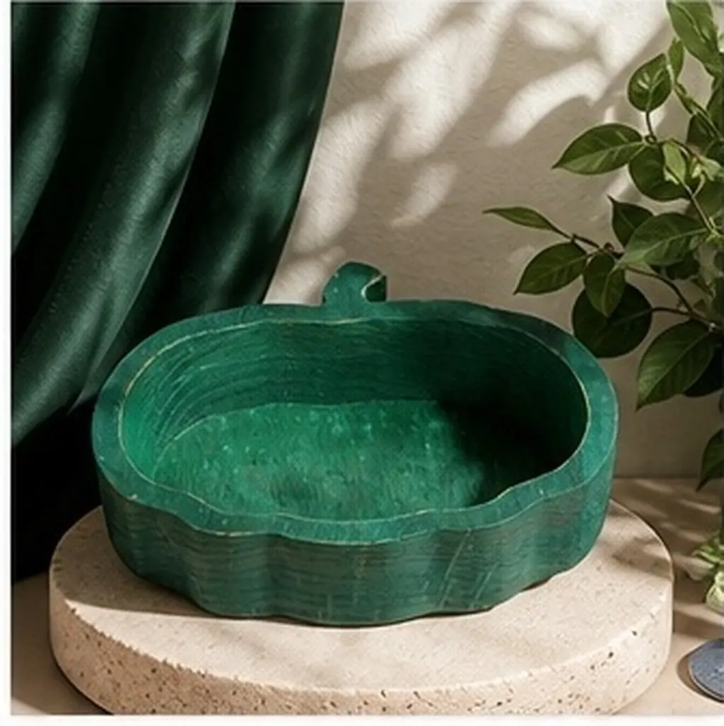 Smooth Surface Wooden Pumpkin Bowl Easy Clean Fruit Tray Dessert Platter Serving Bowl Kitchen Countertop Organizer Decorative