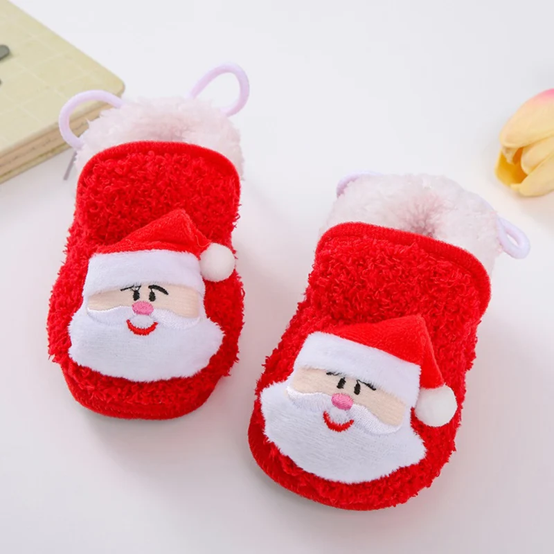 Chaussons Citrouille et Père Noël pour Bébé, Chaussons Doux, Bottes de Neige, Chaussures CPull, Chaud, Sourire, Halloween, Noël, Hiver