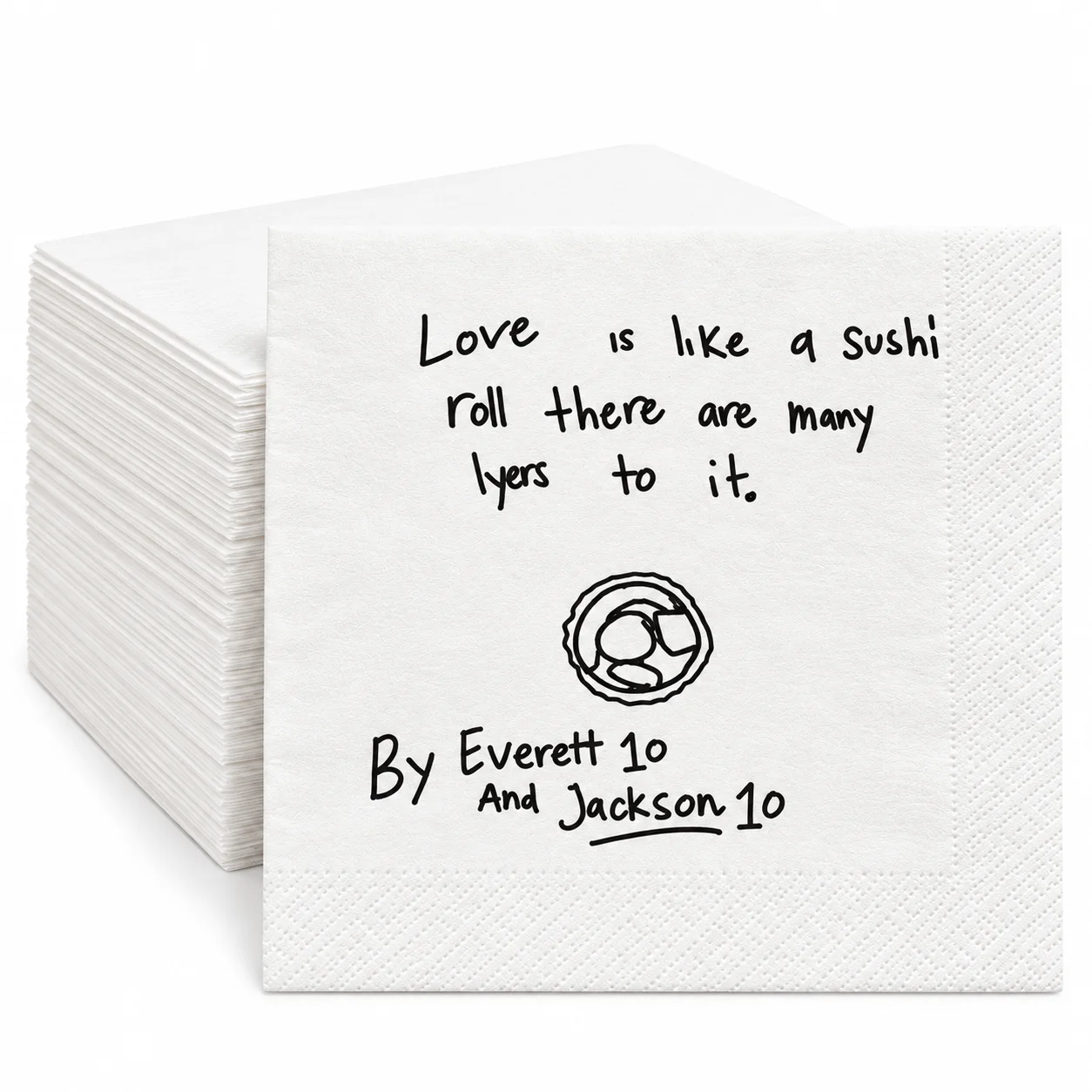 Custom Handwriting Drawing Napkins Upload Your Sketch Artwork Personalized Cocktail Napkins Creative Party Gift Decor