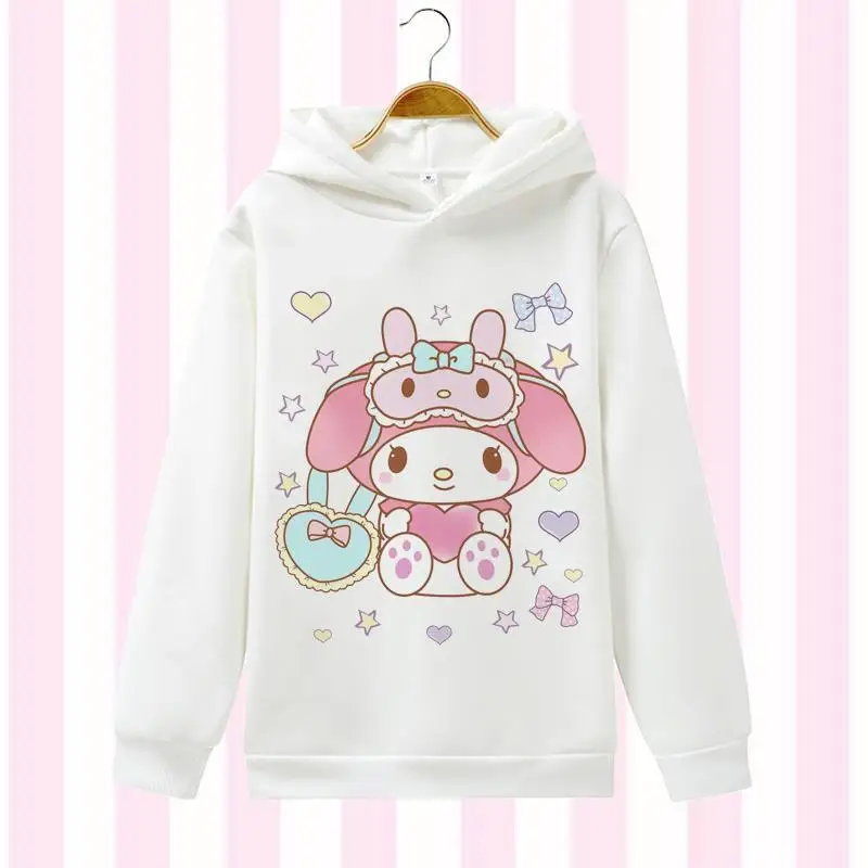 

Толстовка Sanrio My Melody с длинными рукавами, тонкая, с принтом, женская, модная, милая, свежая, мягкая, студенческая, свободная, повседневная, плюшевая, теплая куртка