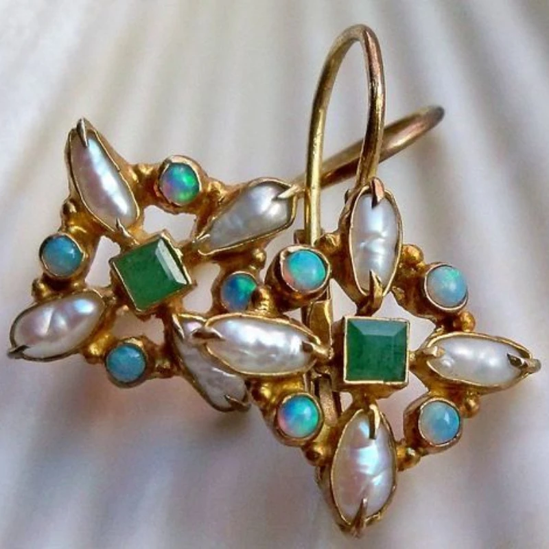 Elegant Style Simulated Pearl Gemstone Earrings Made of Copper, Suitable for Women's Jewelry, Ideal for Formal Occasions