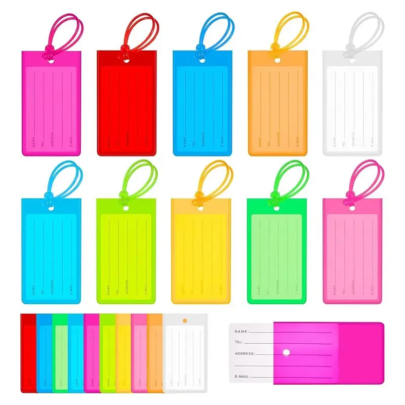 ABRT-100 Pcs Plastic Luggage Tags For Suitcases, Travel Baggage 10 Colors Luggage Tags