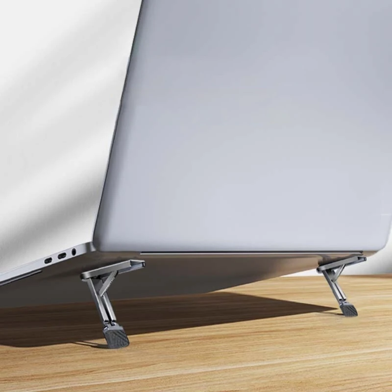 Suporte portátil dobrável alumínio para laptop Suporte resfriamento invisível Risers Altura ajustável Suporte para laptop