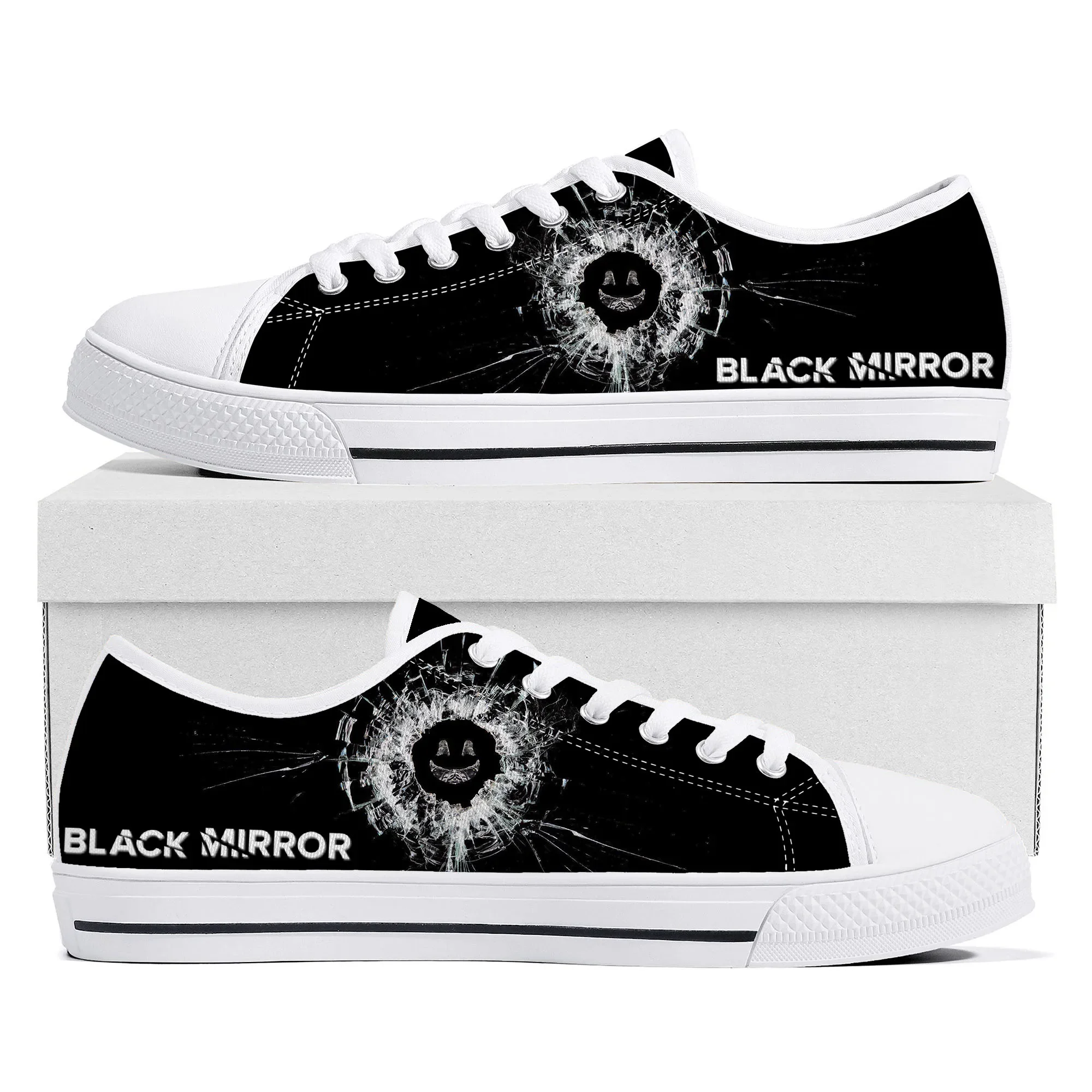 Black Mirror Low Top Sneakers Mens Womens Teenager Canvas High Quality Sneaker Casual Custom Made Shoes Customize DIY Shoe