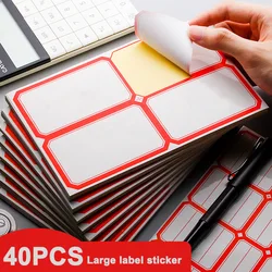 Etiquetas autoadhesivas grandes para escribir a mano, 40 piezas, con notas adhesivas en blanco, nombre, etiqueta Rectangular grande móvil