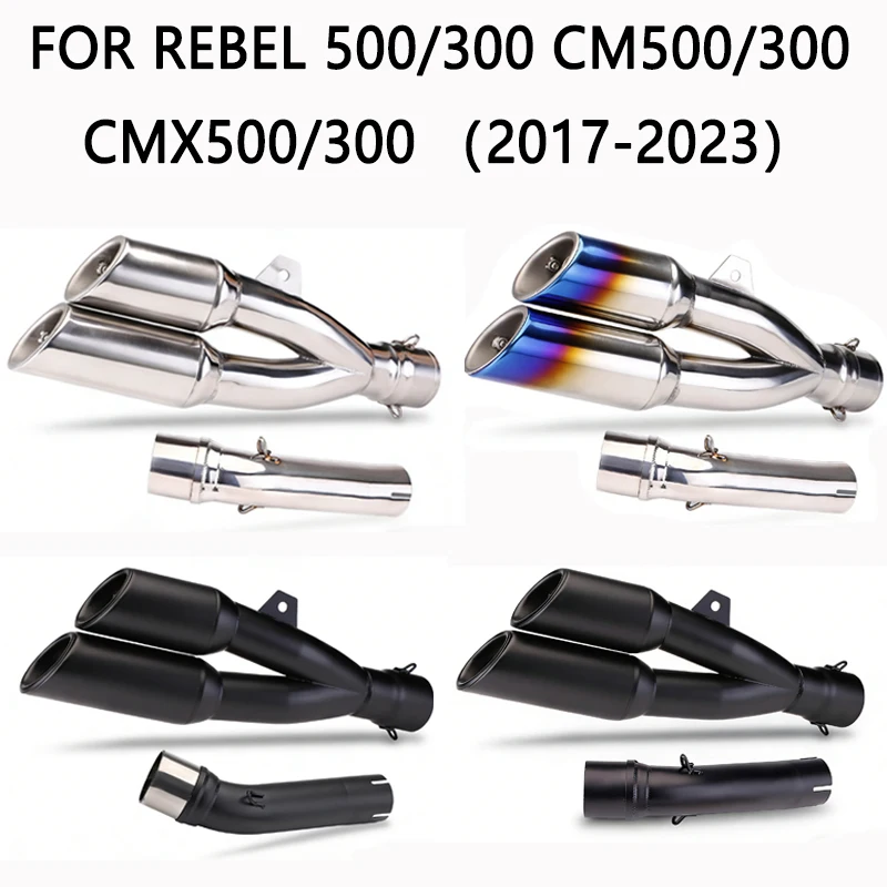 

high performance Motorcycle Exhaust Pipe Escape Moto For Rebel 500 300 CM500 CM300 CMX500 CMX300 slip-on 2017 - 2023