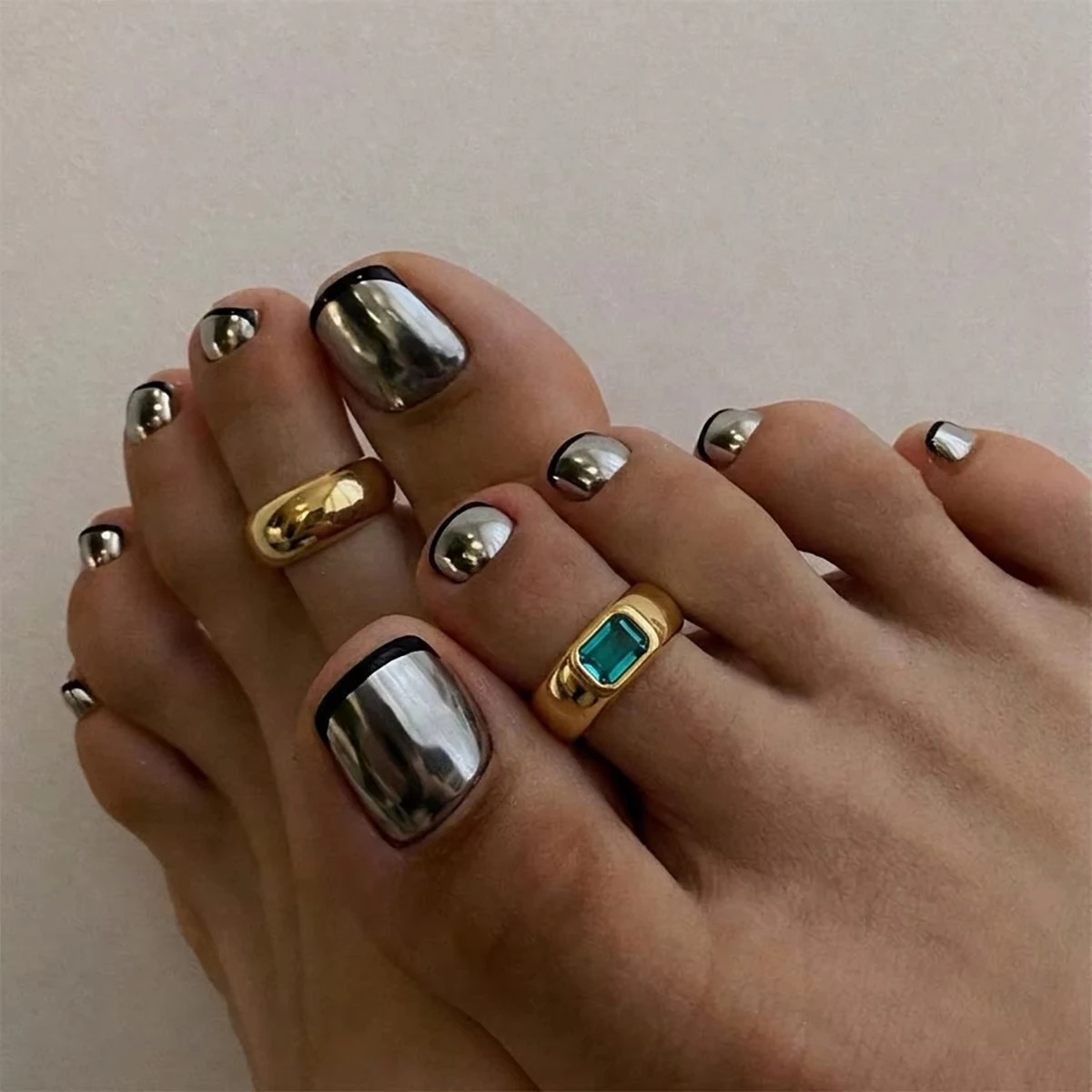 FTCY 2/3/4PCS Fashion Simple Square Zircon Toe Rings For Women Adjustable Open Foot Ring Summer Beach Fashion Jewelry