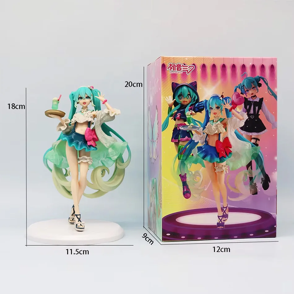 New18cm Hatsune Miku figure robe crème Soda les accessoires décoration de bureau Collection PVC modèle jouets enfants cadeaux