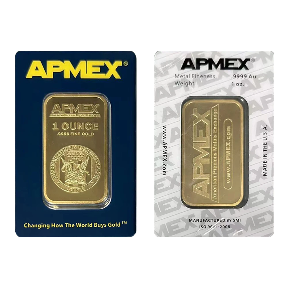 1 Oz APMEX Gold Bar High Quality Gold Plated Apmex Bullion Non-Magnetic Silver Bar Hot Selling Business Gift Collectible