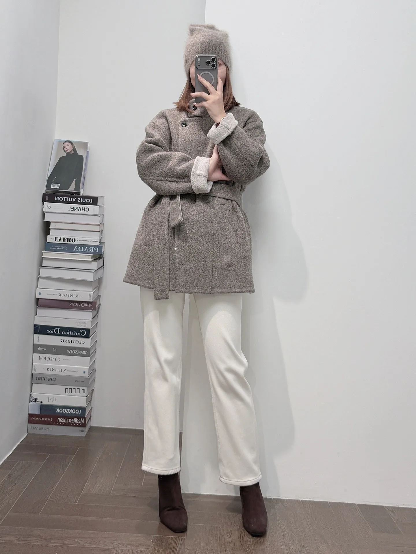 

Ultra-Thi Double-Sided Alpaca Warm Coat Lightweight Winter Outerwear Fce-Lined Long Waist Belt Korean Sle Women's Suit