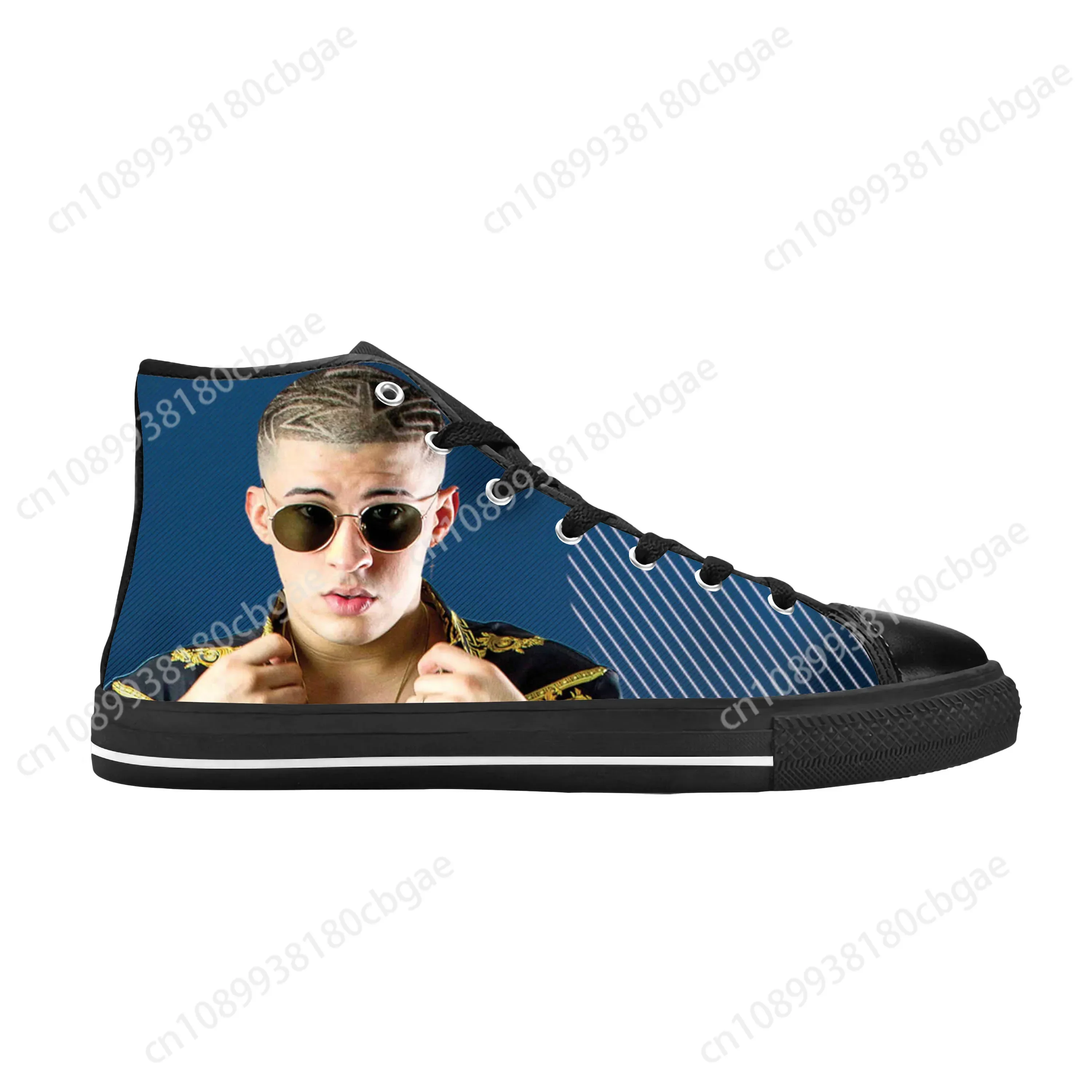 

Bad Bunny Hip Hop Singer Rap Rapper Music Fashion Casual Cloth Shoes High Top Comfortable Breathable 3D Print Men Women Sneakers