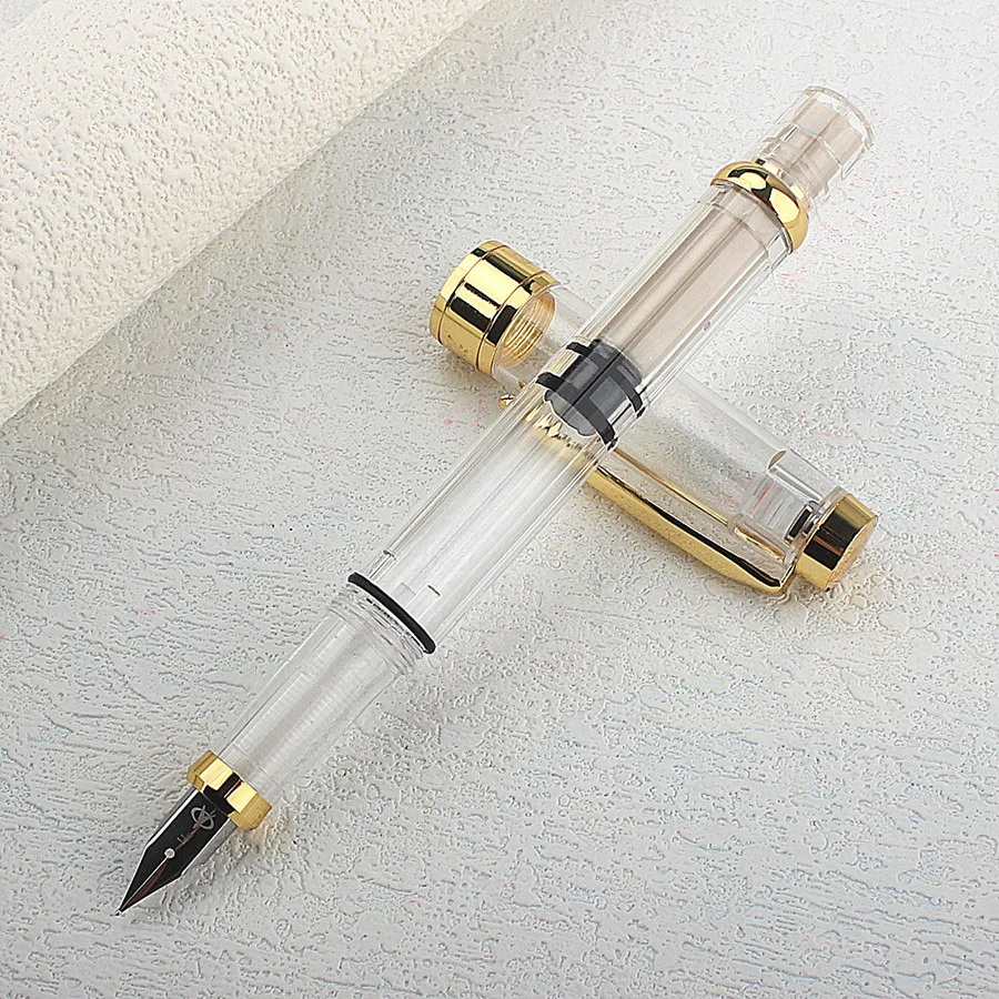 Original PAILI Piston Pen Transparent Resin Fountain Pen Holder Large Capacity Ink Storage Student Writing Business Gift