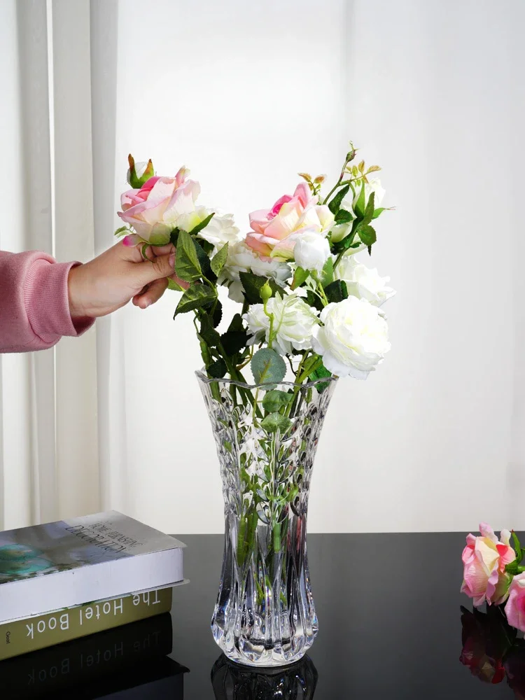 

Durable vase decoration, living room flower arrangement, transparent, luxurious, high-end, crystal glass