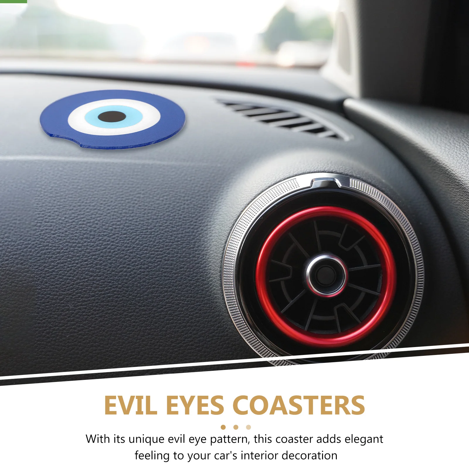 2 Pcs Drinks Clockwise Coaster Car Coasters Evil Eyes Cup Holder Acrylic Round Vehicle Interior