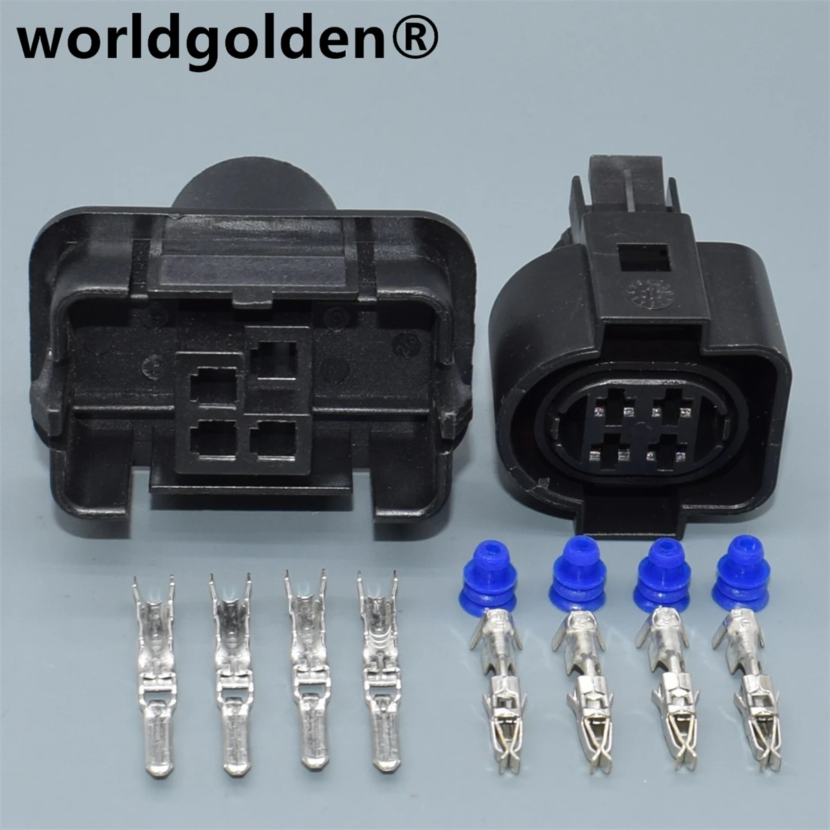 

worldgolden 4P 1H0973734 Automobile Headlight Wire Harness Socket For VW Car Male Female Docking Cable Connector