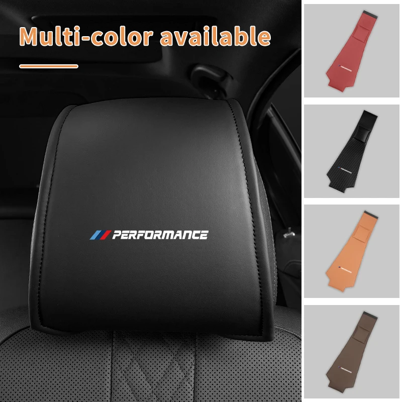 2PCS Leather Car Seat Headrest Protective Cover Accessories For BMW Performance M3 M5 F25 F26 F15 F16 E90 E91 X4 G22 G32 F13 F30