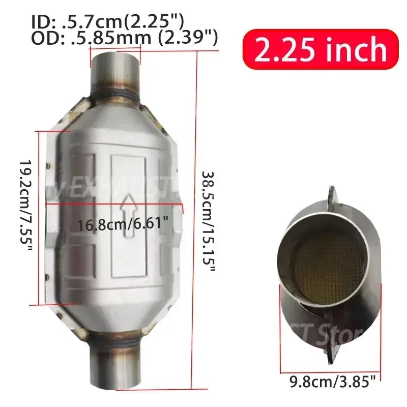 51mm 57mm EURO 1 Universal Car Catalytic Converter With 400 cpsi Ceramic Catalyst Protector Exhaust System Steel Muffler view 6