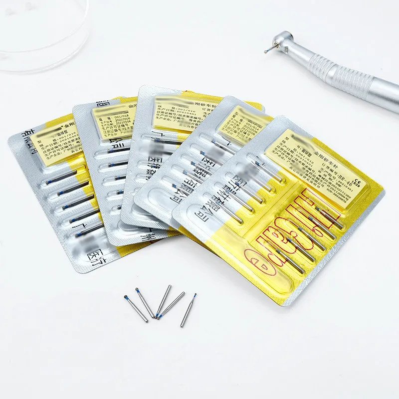 100Pcs BR Type Fine/Extra Fine/Coarse/standard/Extra Coarse Dental Diamond Burs For High Speed Turbines Dia. 0.6mm-2.3mm