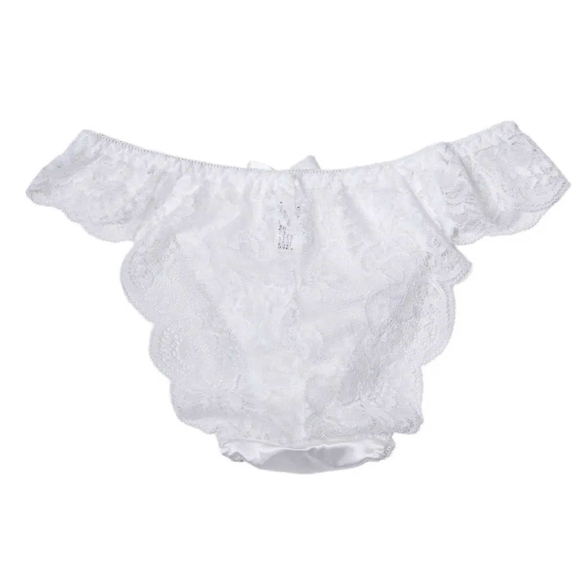 Women Pure White Sheer Bowtie Harajuku GF Dolls Gifts Live Show Private Party Costumes