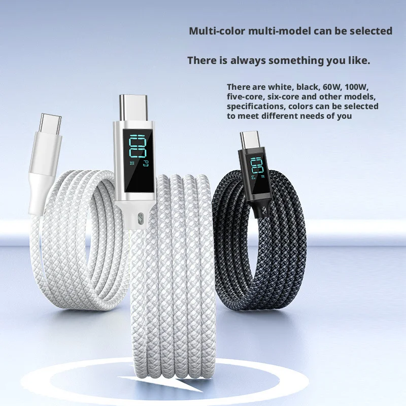 ANSEIP 100 Вт кабель для передачи данных с умным цифровым дисплеем подходит для iPhone 17 16 15 Xiao Mi Samsung Huawei Type-C кабели для быстрой зарядки