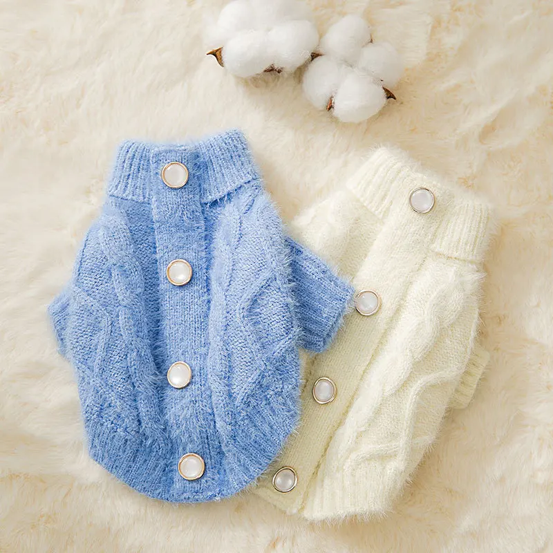 New Pet Clothes Fleece Knitted Cardigan Cat Warm Jacket Two Legged Dog Twist Wool Clothes Designer Dog Clothes Dog Sweater