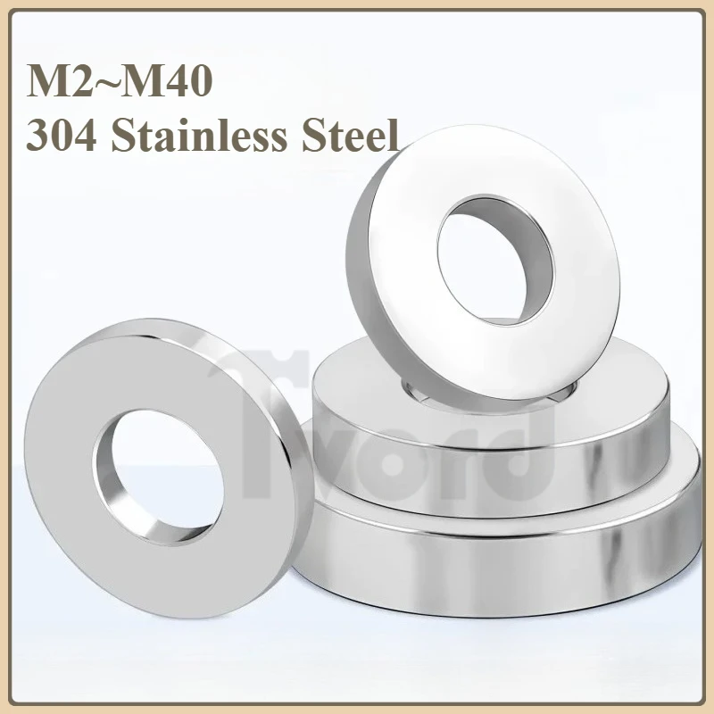 304 Stainless Steel M2 M3 M4 M5 M6 M7 M8 M8.6 M9 M10 M11 M12~M40 Smooth Extra Thick Washer Enlarged Gaskets Flat Washers