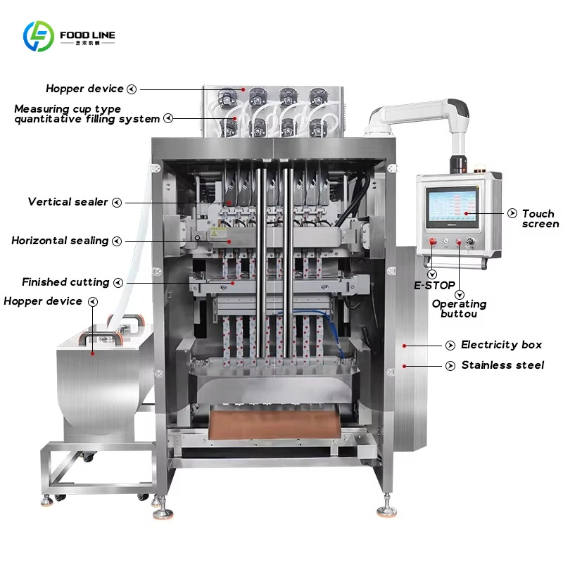 Automatic Multi Lane Ginger Garlic Sauce Sachet Packing Machine Small Bag Liquid Sesame Paste Packaging Machine